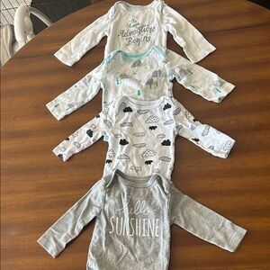 Cloud Island Kids Bodysuits - White, Gray, Blue